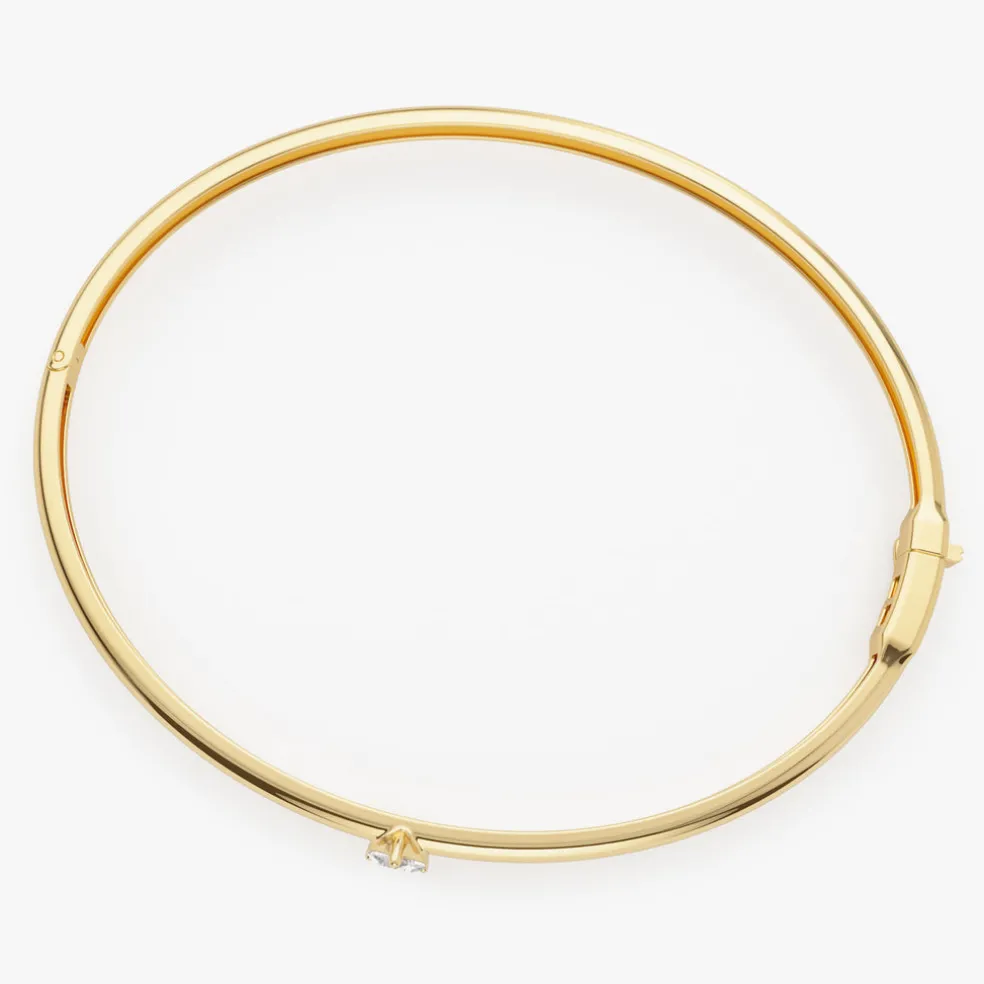 14K Heart Shape Diamond Solitaire Bangle