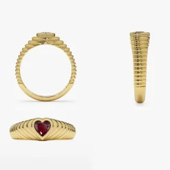 14k Heart Shape Garnet Beveled Ring