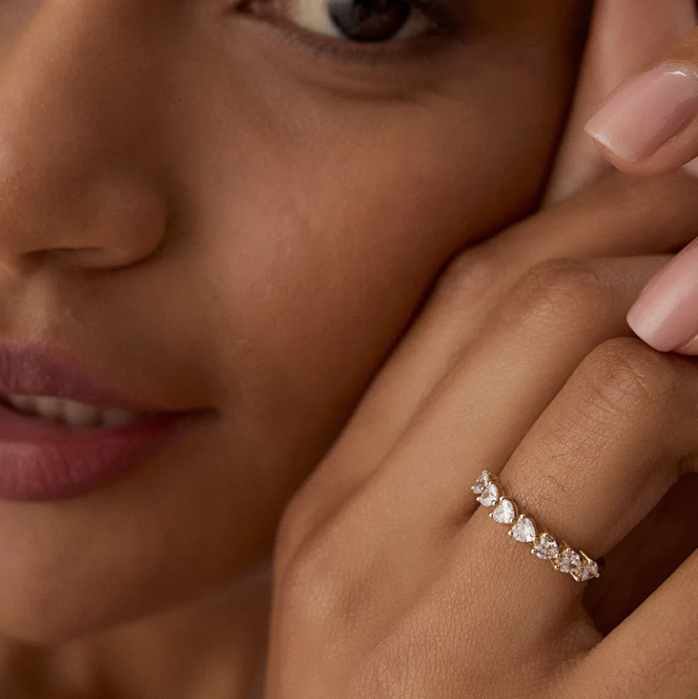 14k Heart Shape Horizontal Prong Setting Diamond Ring