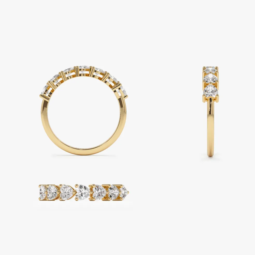 14k Heart Shape Horizontal Prong Setting Diamond Ring