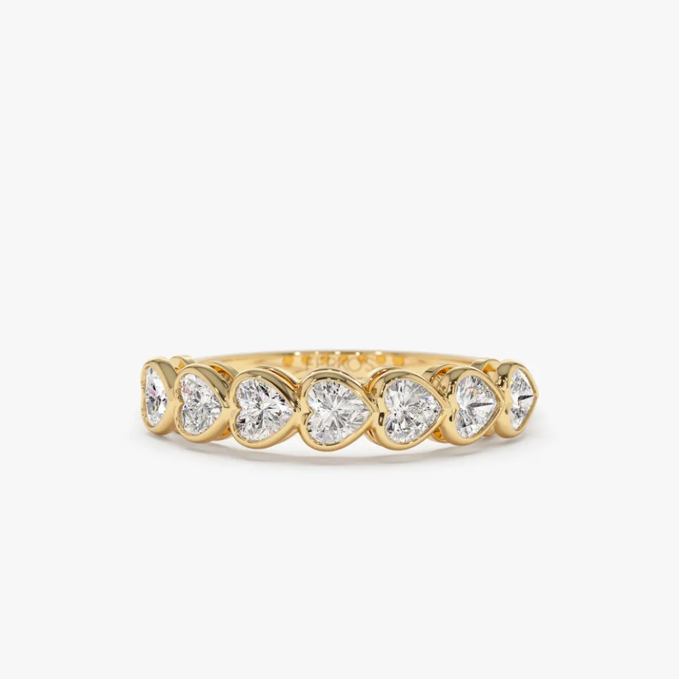 14k Heart Shape Horizontal Bezel Setting Diamond Ring