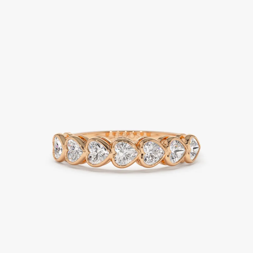 14k Heart Shape Horizontal Bezel Setting Diamond Ring