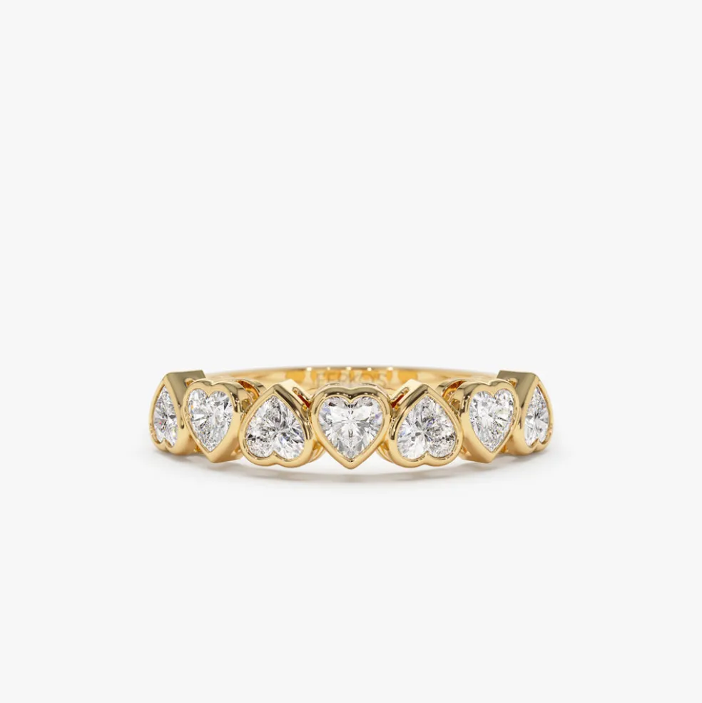 14k Heart Shape Up Down Bezel Setting Diamond Ring