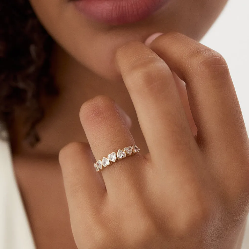14k Heart Shape Up Down Bezel Setting Diamond Ring