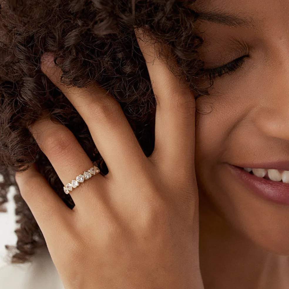 14k Heart Shape Up Down Bezel Setting Diamond Ring