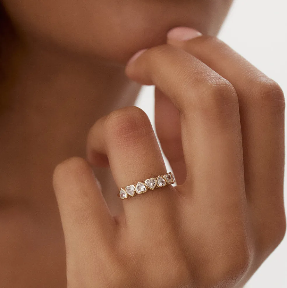 14k Heart Shape Up Down Bezel Setting Diamond Ring