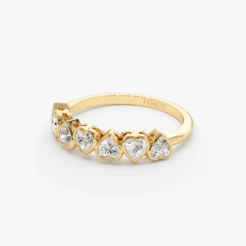 14k Heart Shape Up Down Bezel Setting Diamond Ring