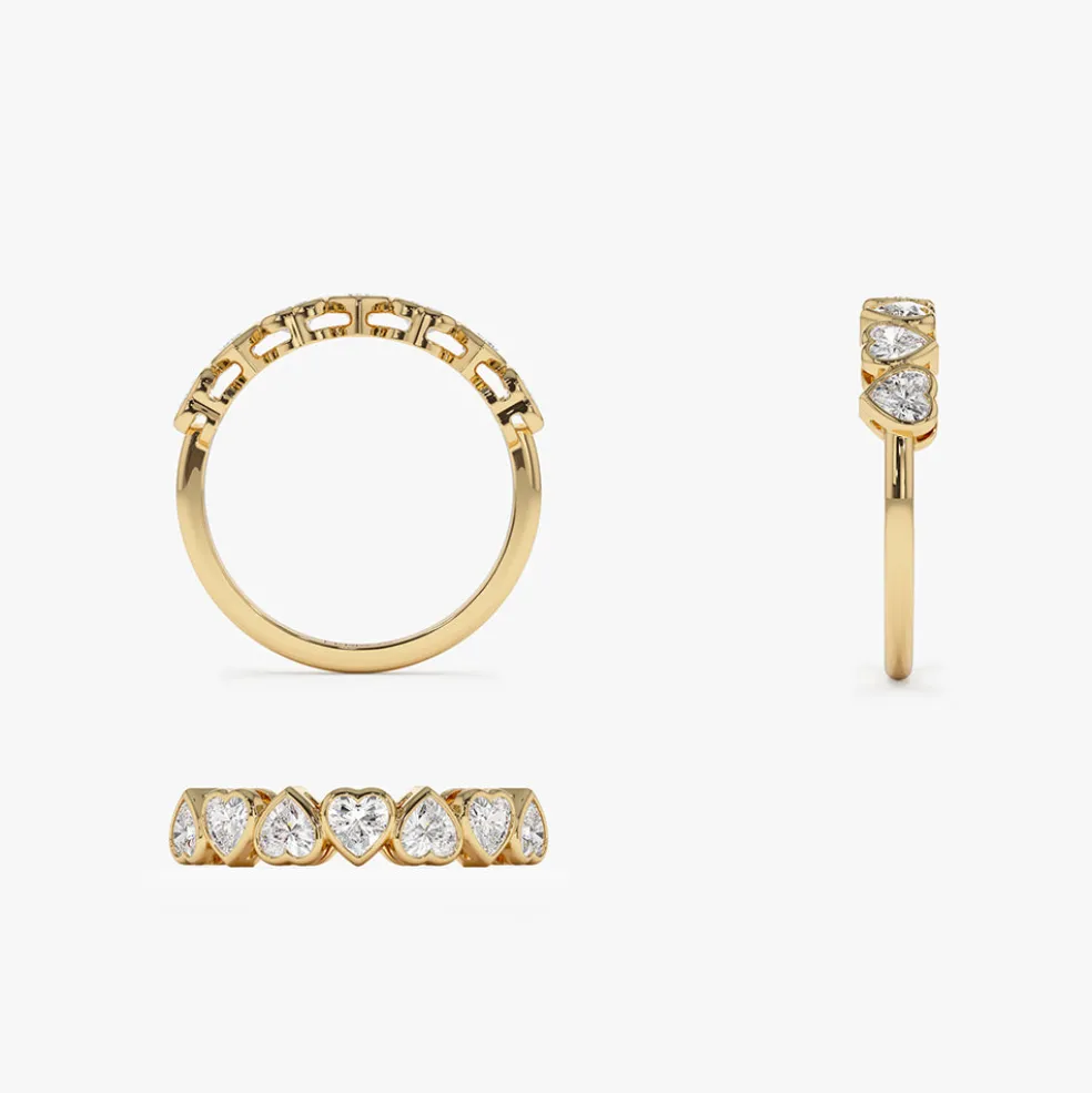 14k Heart Shape Up Down Bezel Setting Diamond Ring