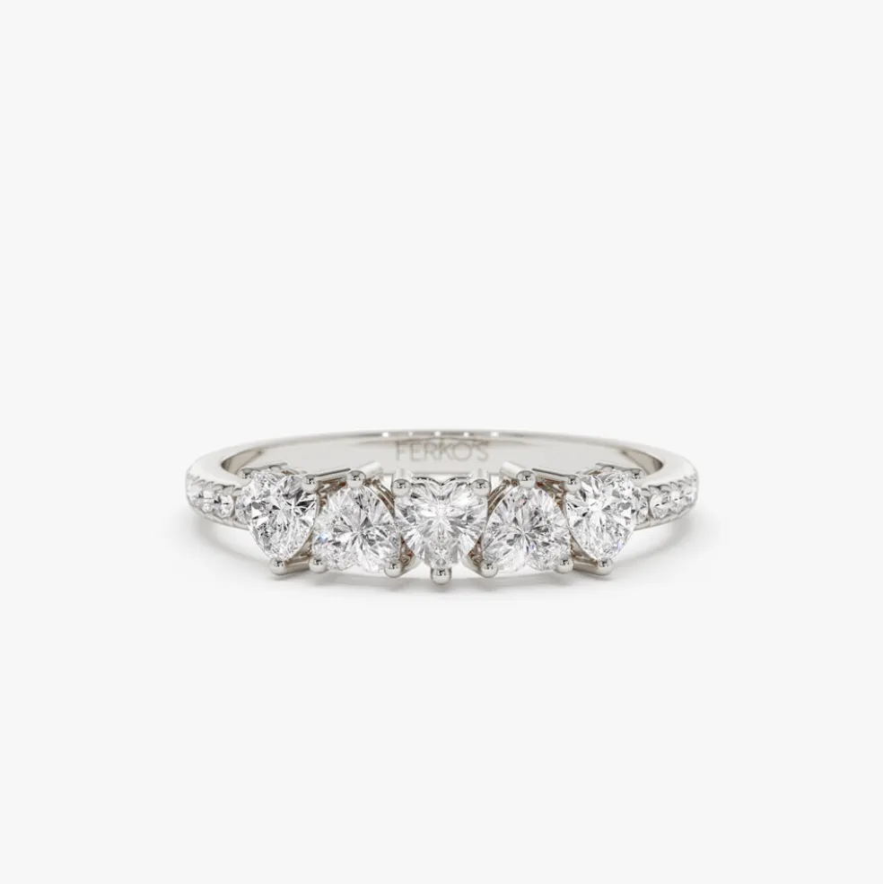 14k Heart Shaped Diamond Ring w/ Pave Diamonds