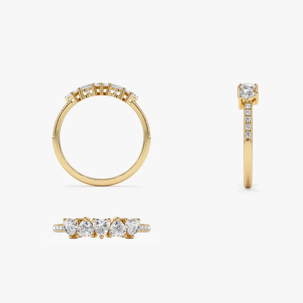 14k Heart Shaped Diamond Ring w/ Pave Diamonds