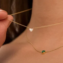 14k Heart-Shape Diamond Necklace
