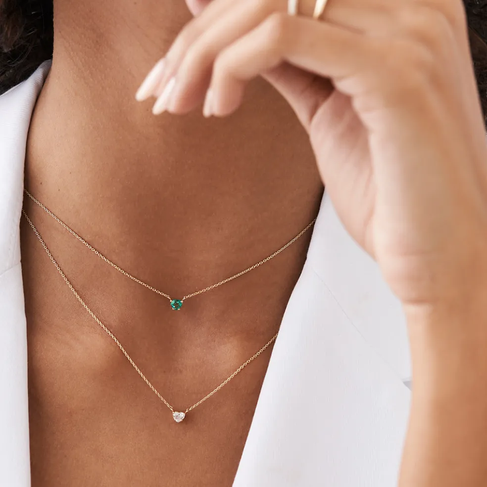 14k Heart-Shape Diamond Necklace