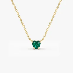 14k Heart-Shape Emerald Necklace
