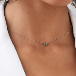14k Heart-Shape Emerald Necklace