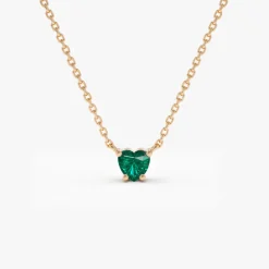 14k Heart-Shape Emerald Necklace
