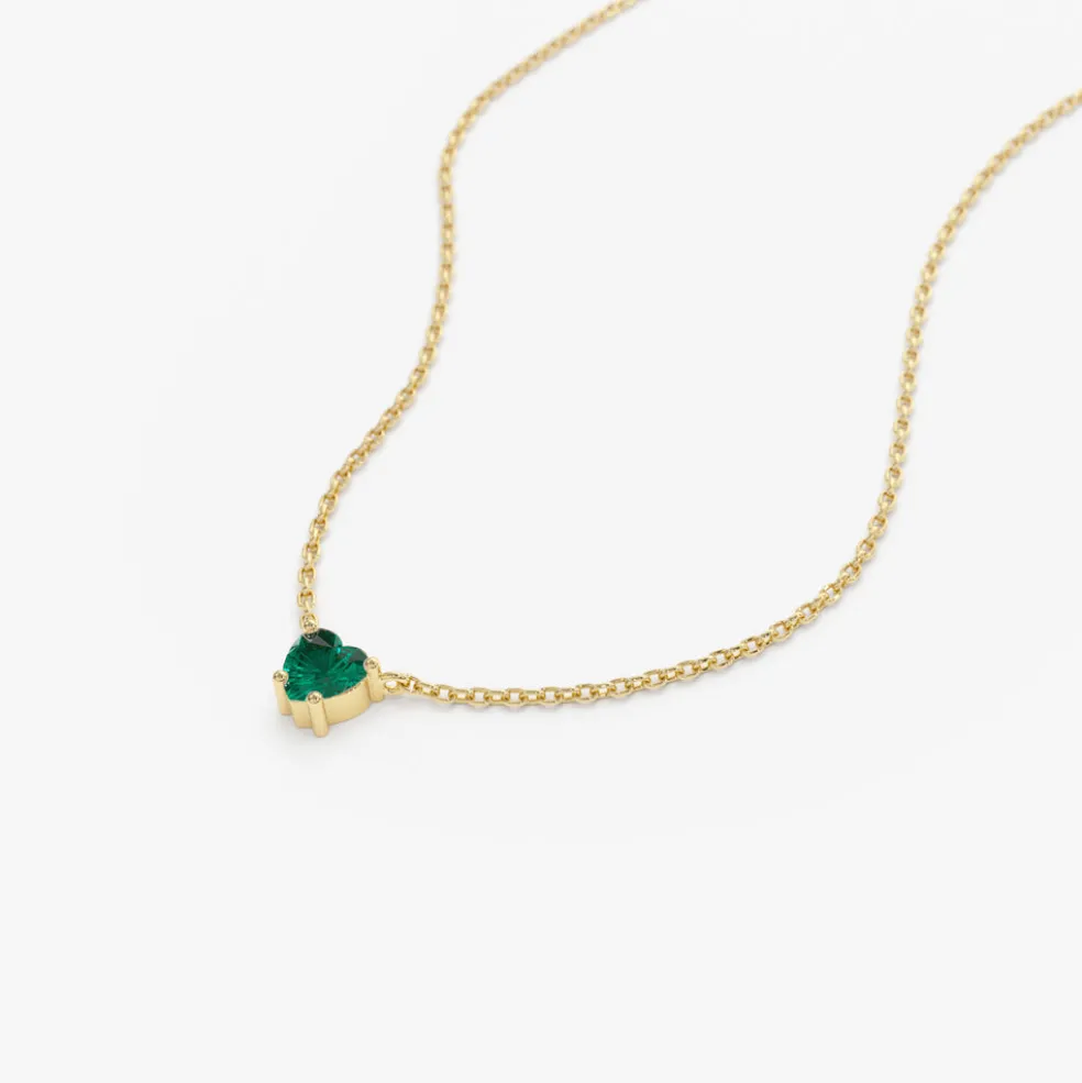 14k Heart-Shape Emerald Necklace