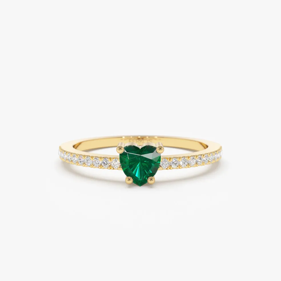 14k Heart-Shaped Emerald Ring