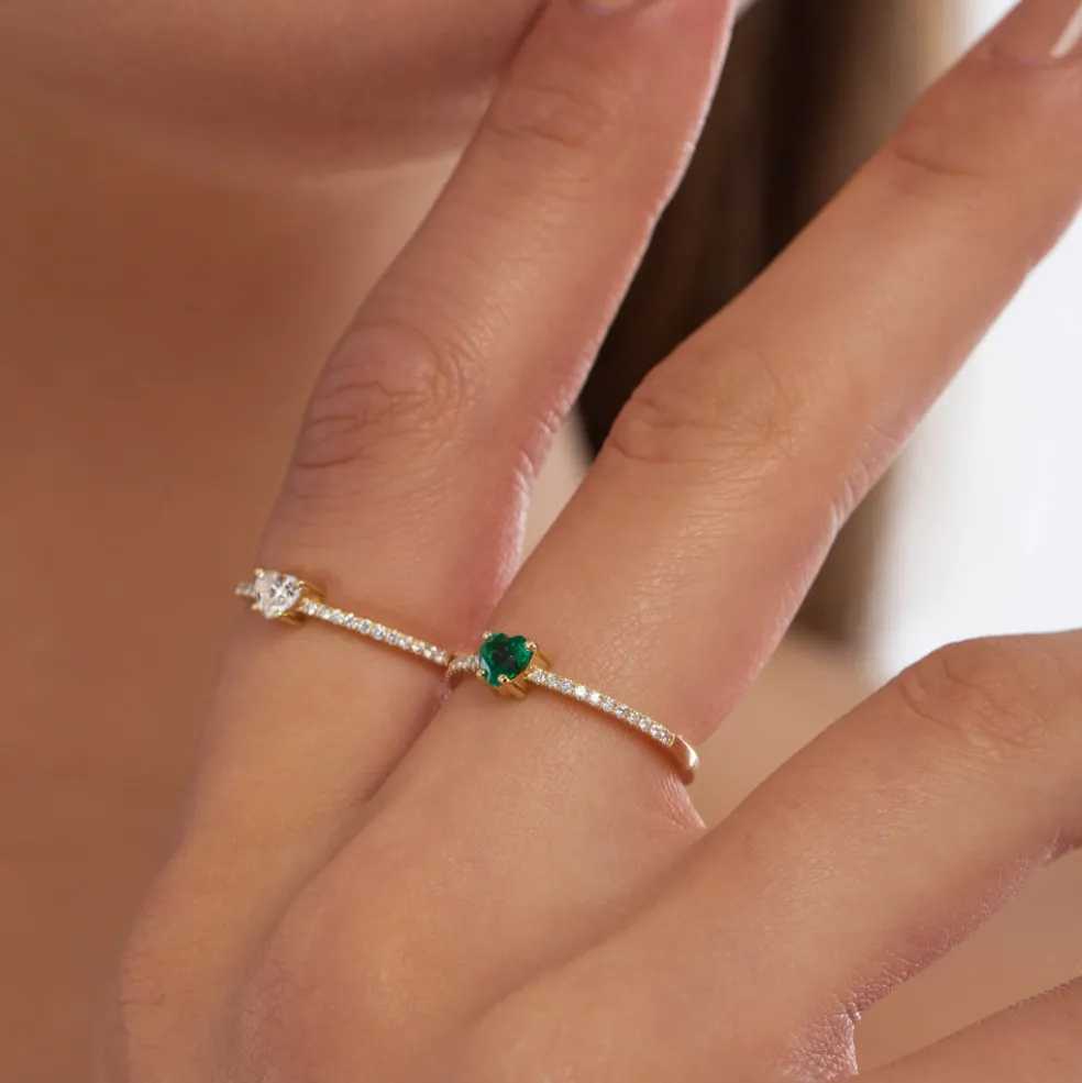 14k Heart-Shaped Emerald Ring