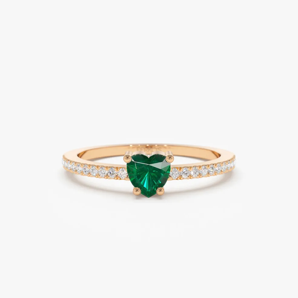 14k Heart-Shaped Emerald Ring