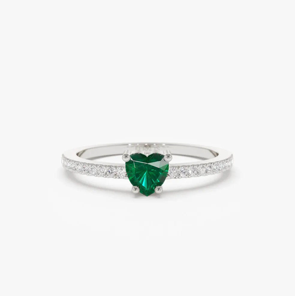 14k Heart-Shaped Emerald Ring