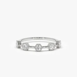 14k Hexagon Milgrain Setting Five Stone Diamond Ring