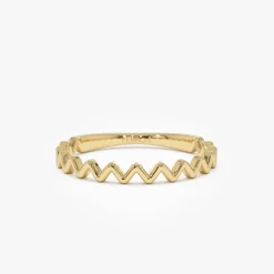 14K High and Low Zig Zag Ring