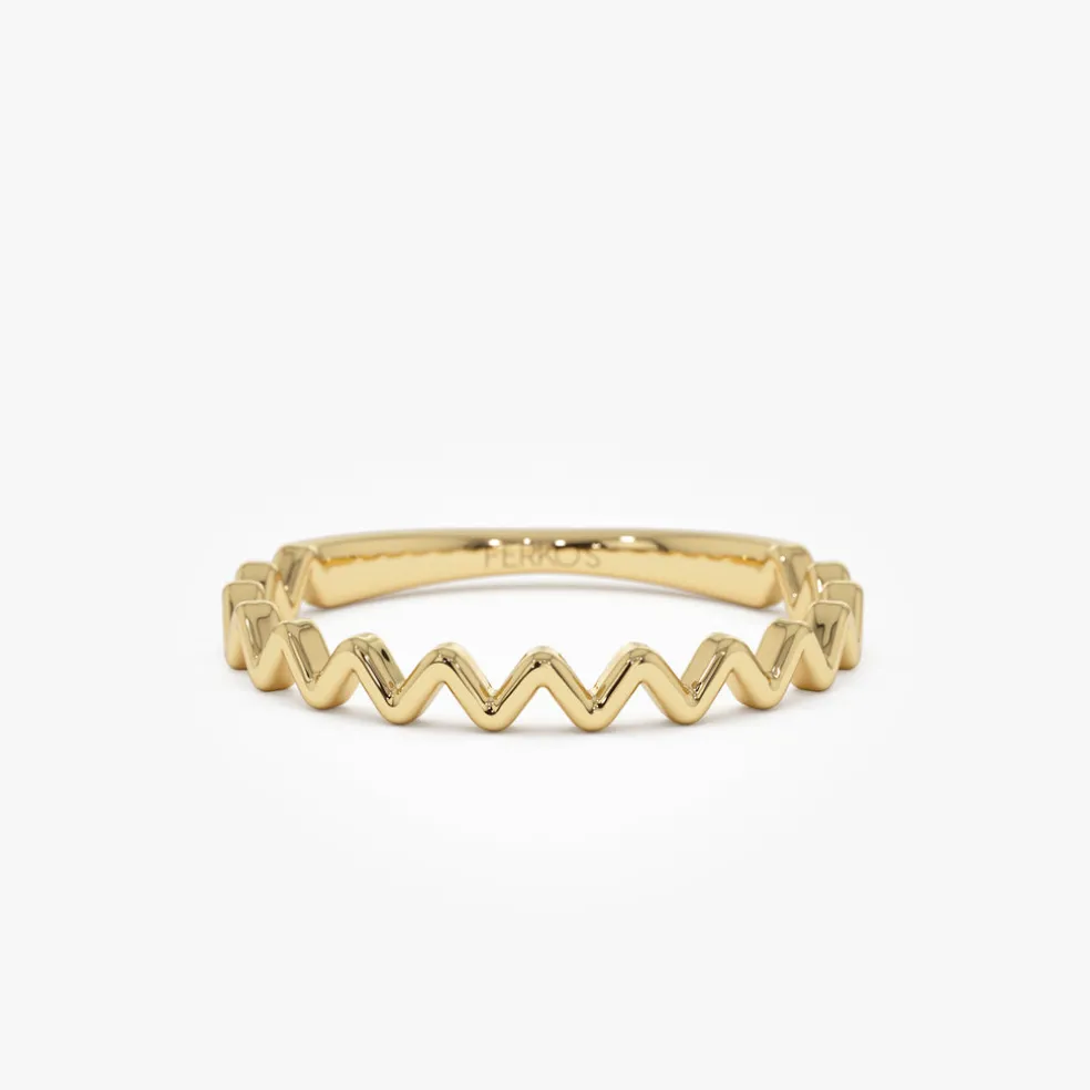 14K High and Low Zig Zag Ring