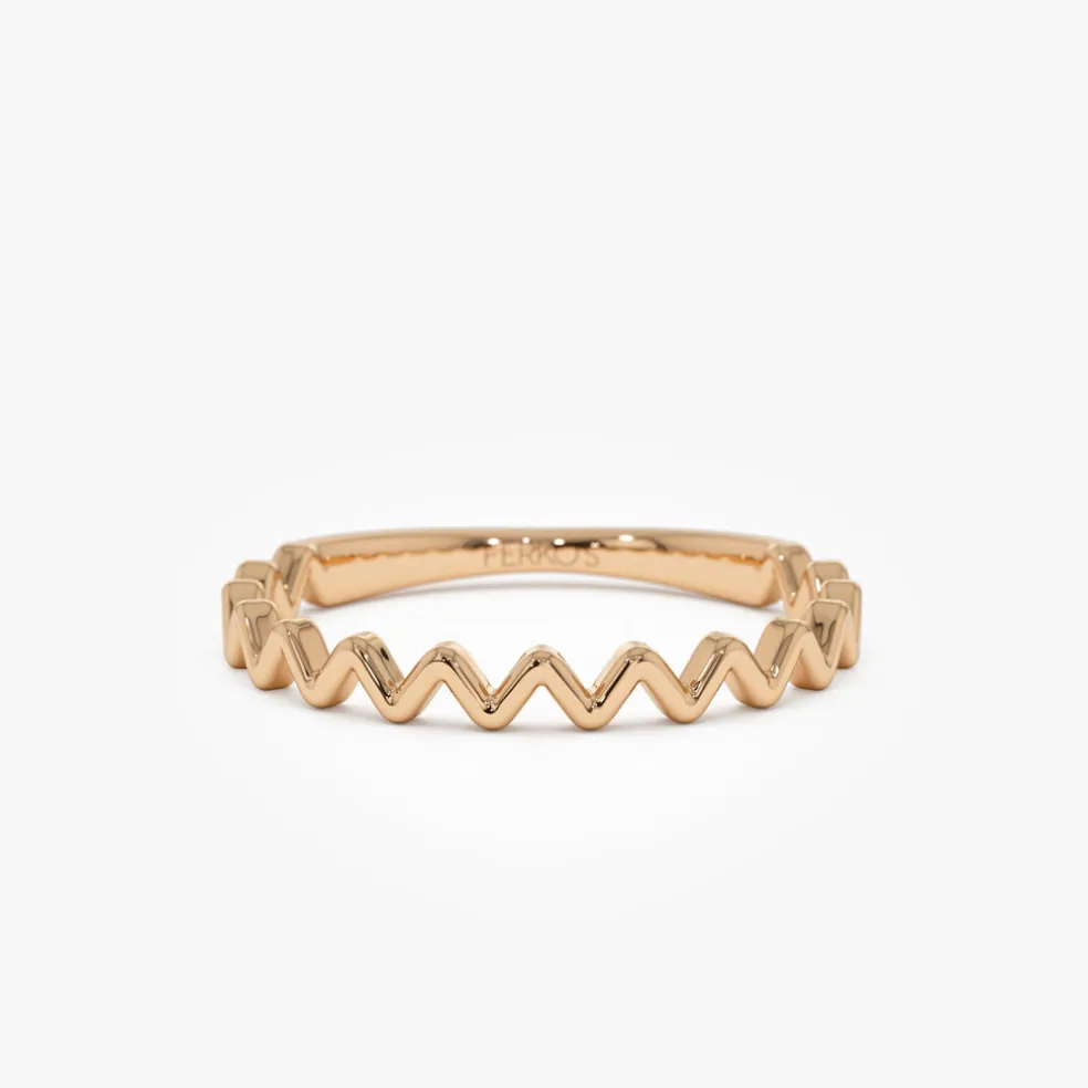 14K High and Low Zig Zag Ring