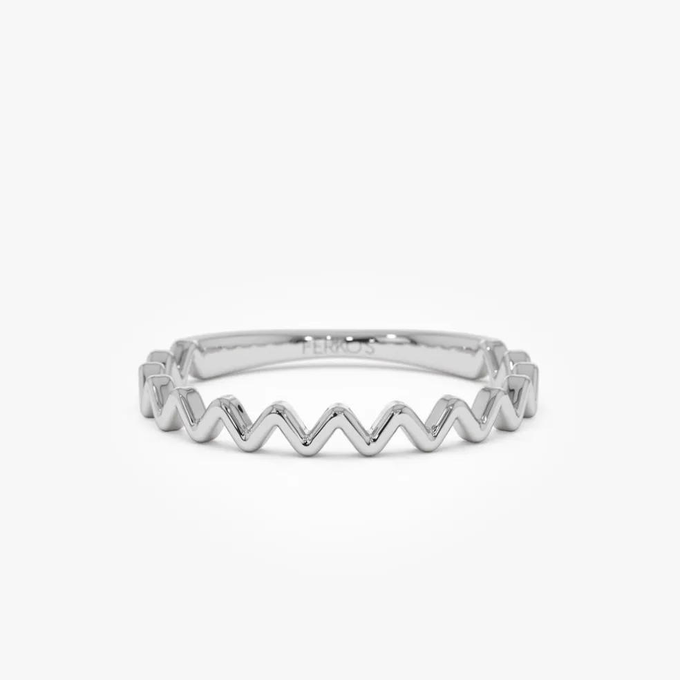 14K High and Low Zig Zag Ring