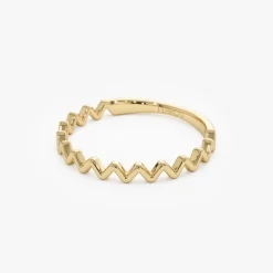 14K High and Low Zig Zag Ring