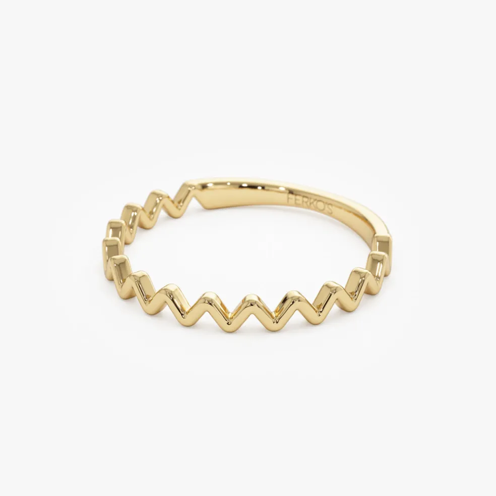 14K High and Low Zig Zag Ring