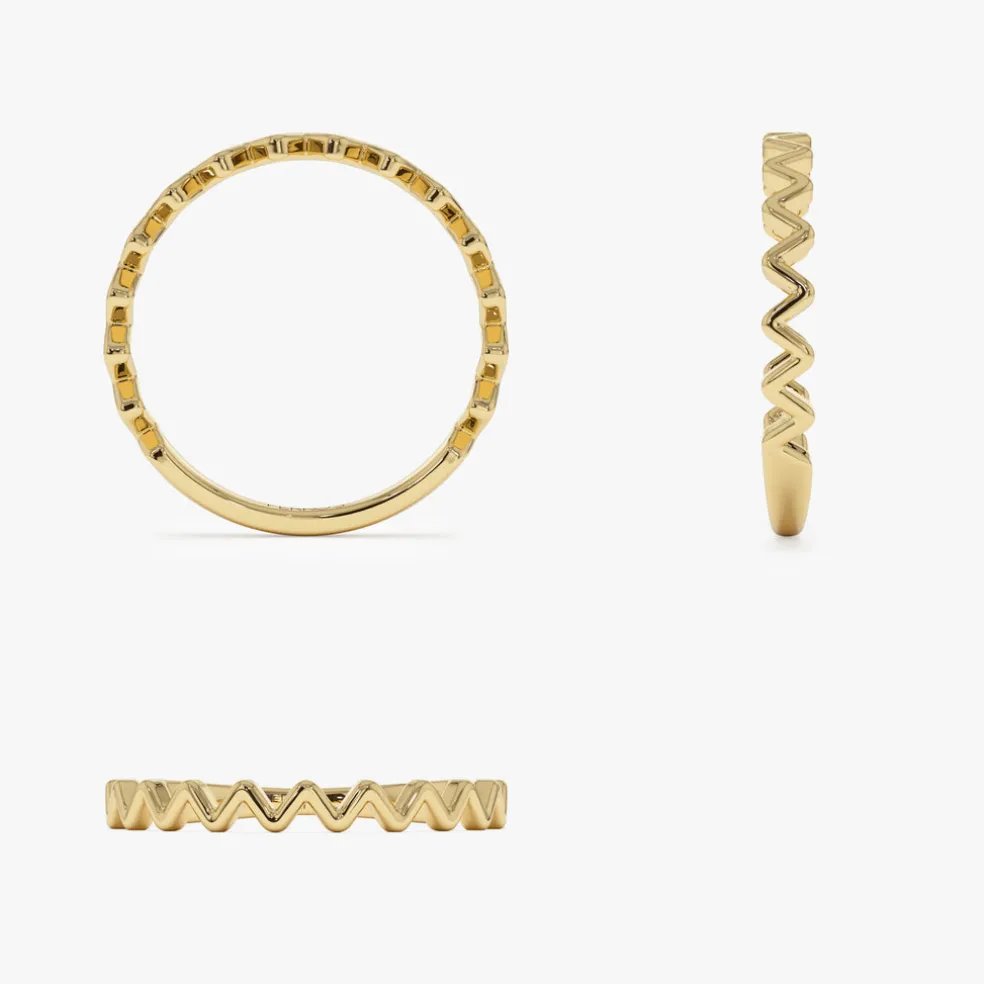 14K High and Low Zig Zag Ring