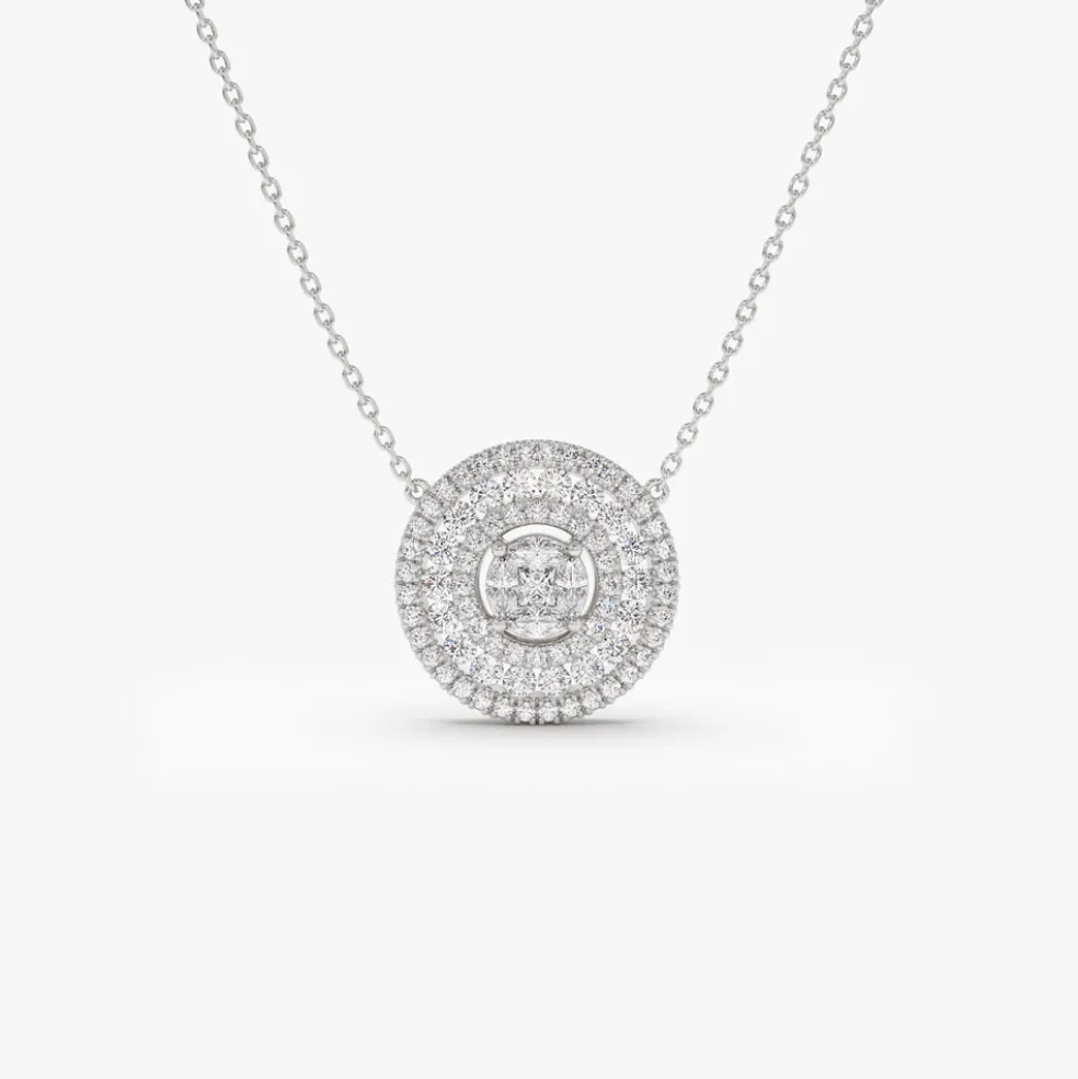 14k Illusion Setting Solitaire Diamond in Halo Setting