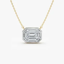 14k Illusion Setting Step Cut Mosaic Diamond Necklace