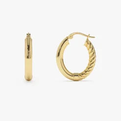14k Inside-Out Gold Hoop Earrings 20MM