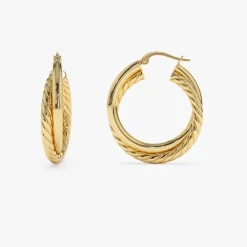 14k Intertwined Gold Hoop Earrings 30MM