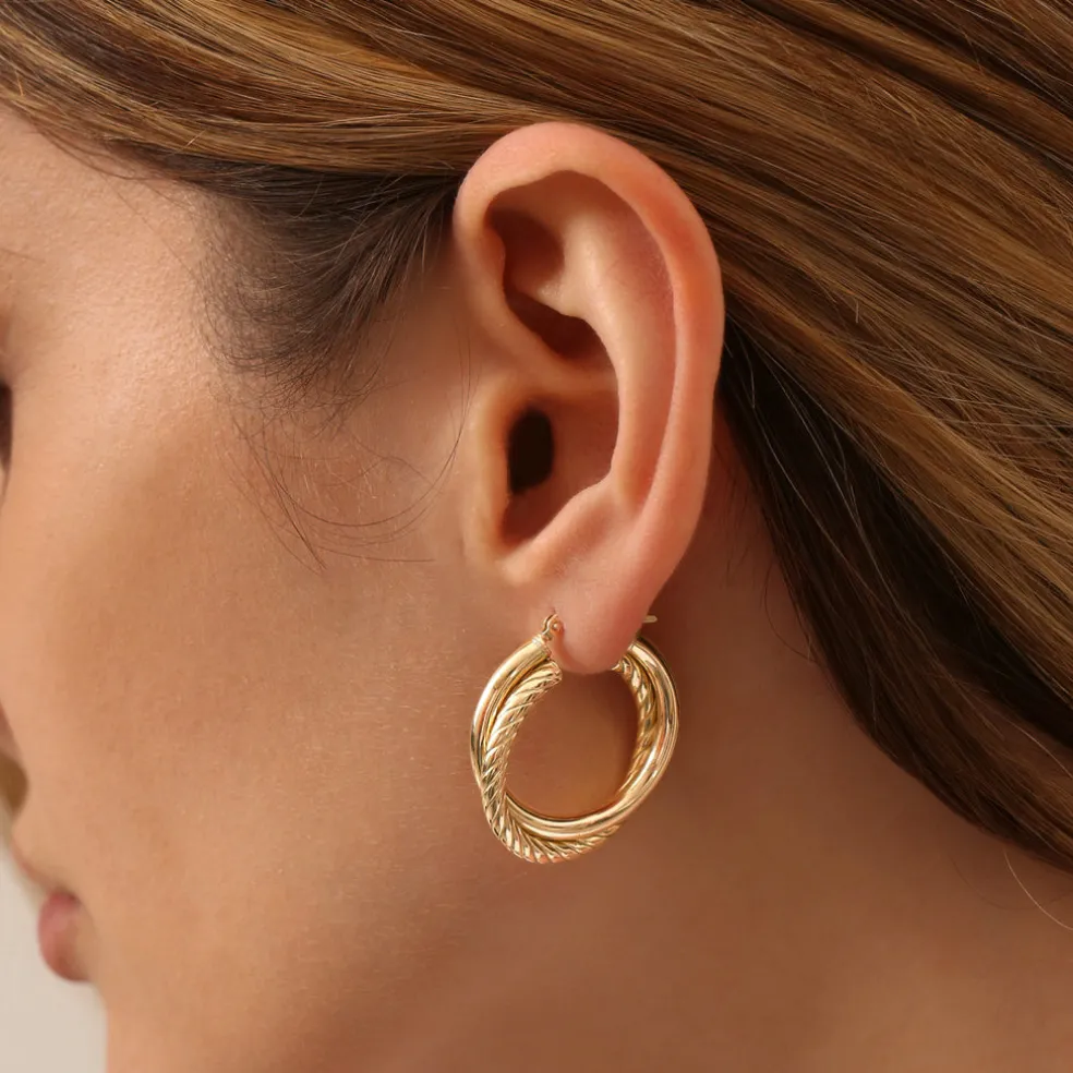 14k Intertwined Gold Hoop Earrings 30MM