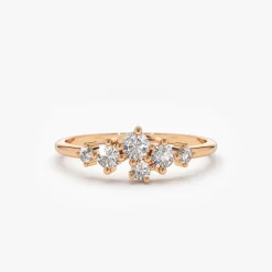 14K Large Diamond Cluster Ring