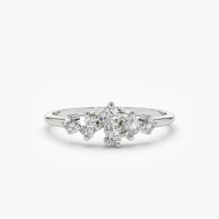 14K Large Diamond Cluster Ring