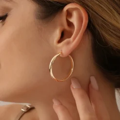 14k Large Gold Hoop Earrings 35MM