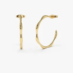 14k Large Wave Hoop Earrings