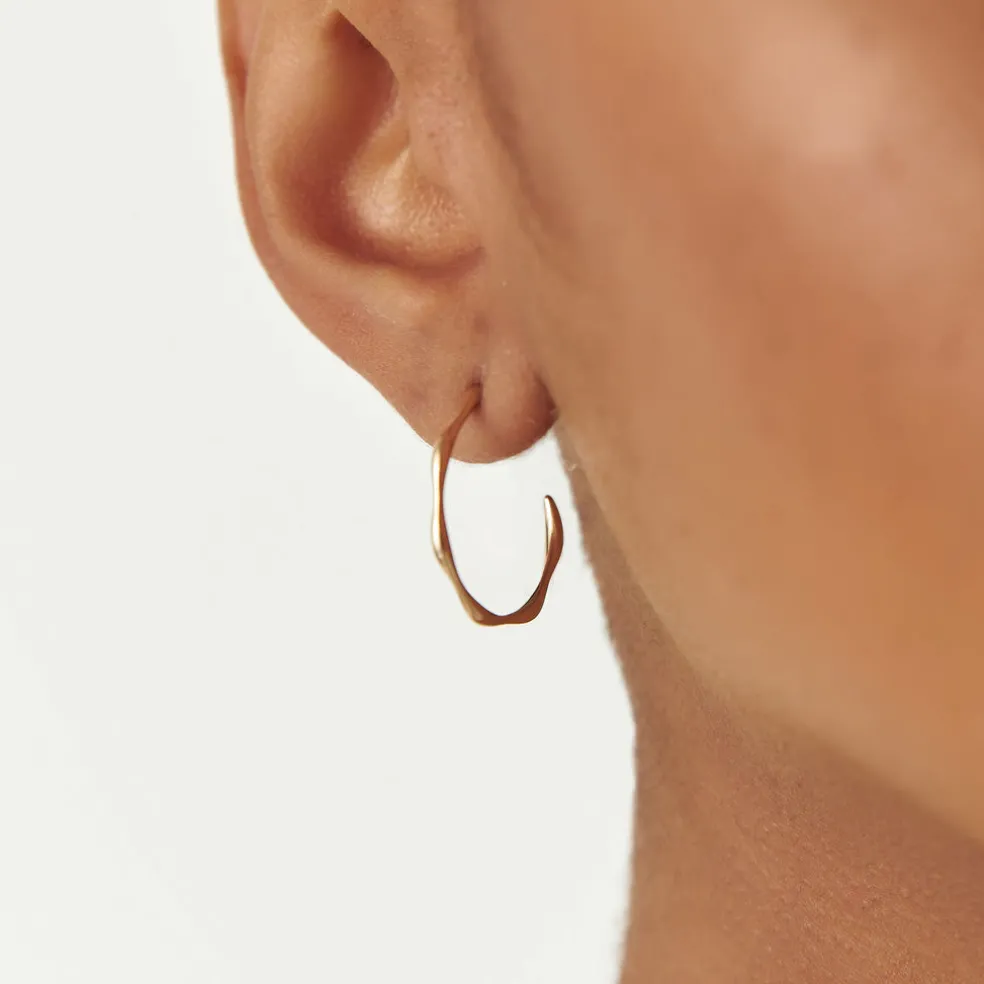 14k Large Wave Hoop Earrings