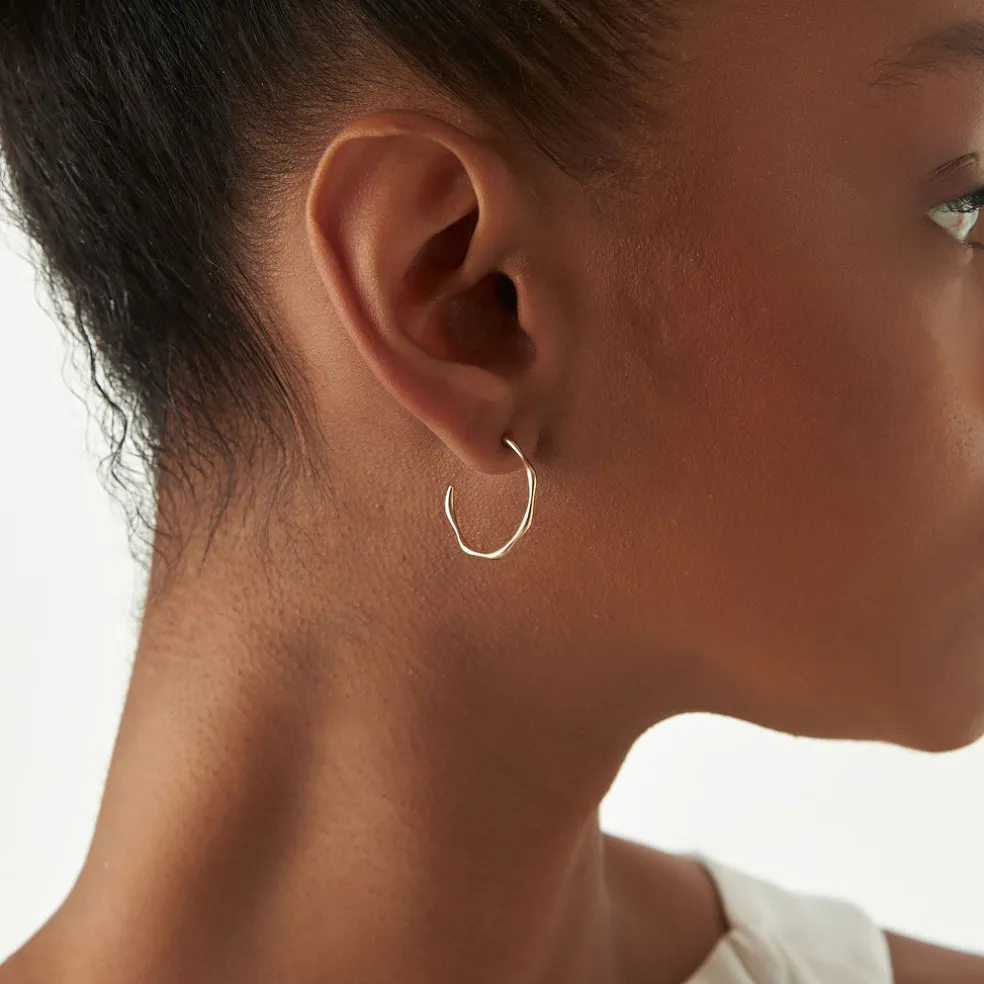 14k Large Wave Hoop Earrings