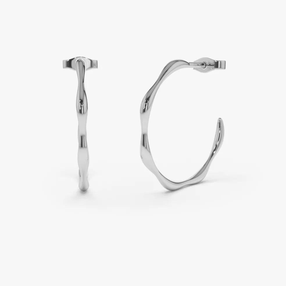 14k Large Wave Hoop Earrings