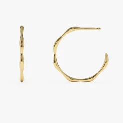 14k Large Wave Hoop Earrings