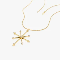 14k Layering Diamond Compass Charm Necklace