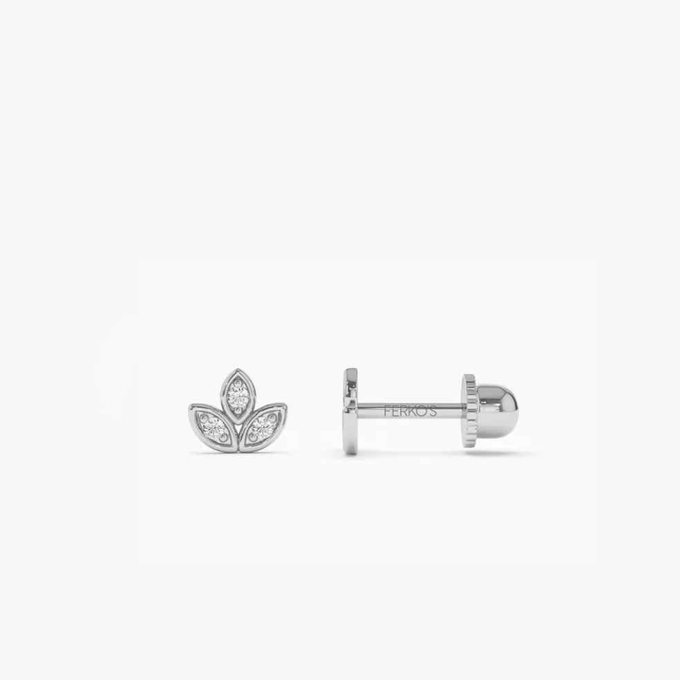 14k Leaf Petal Diamond Helix Piercing
