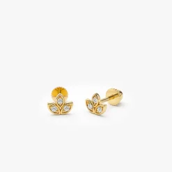 14k Leaf Petal Diamond Helix Piercing