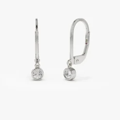 14k Lever Back Bezel Setting Diamond Earrings