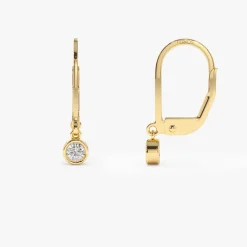 14k Lever Back Bezel Setting Diamond Earrings
